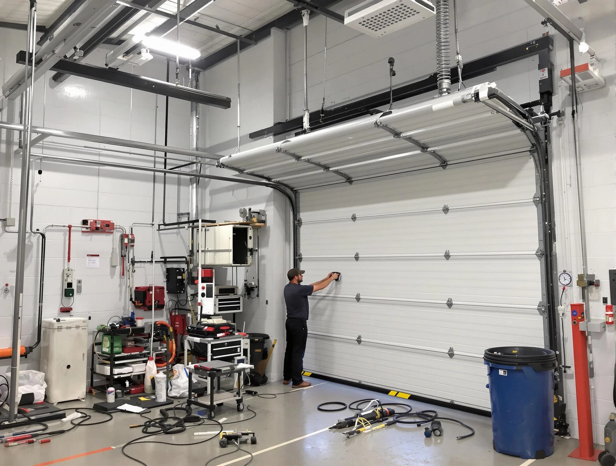 Hartsville Garage Door Repair certified technician performing commercial door repair at a Hartsville business facility
