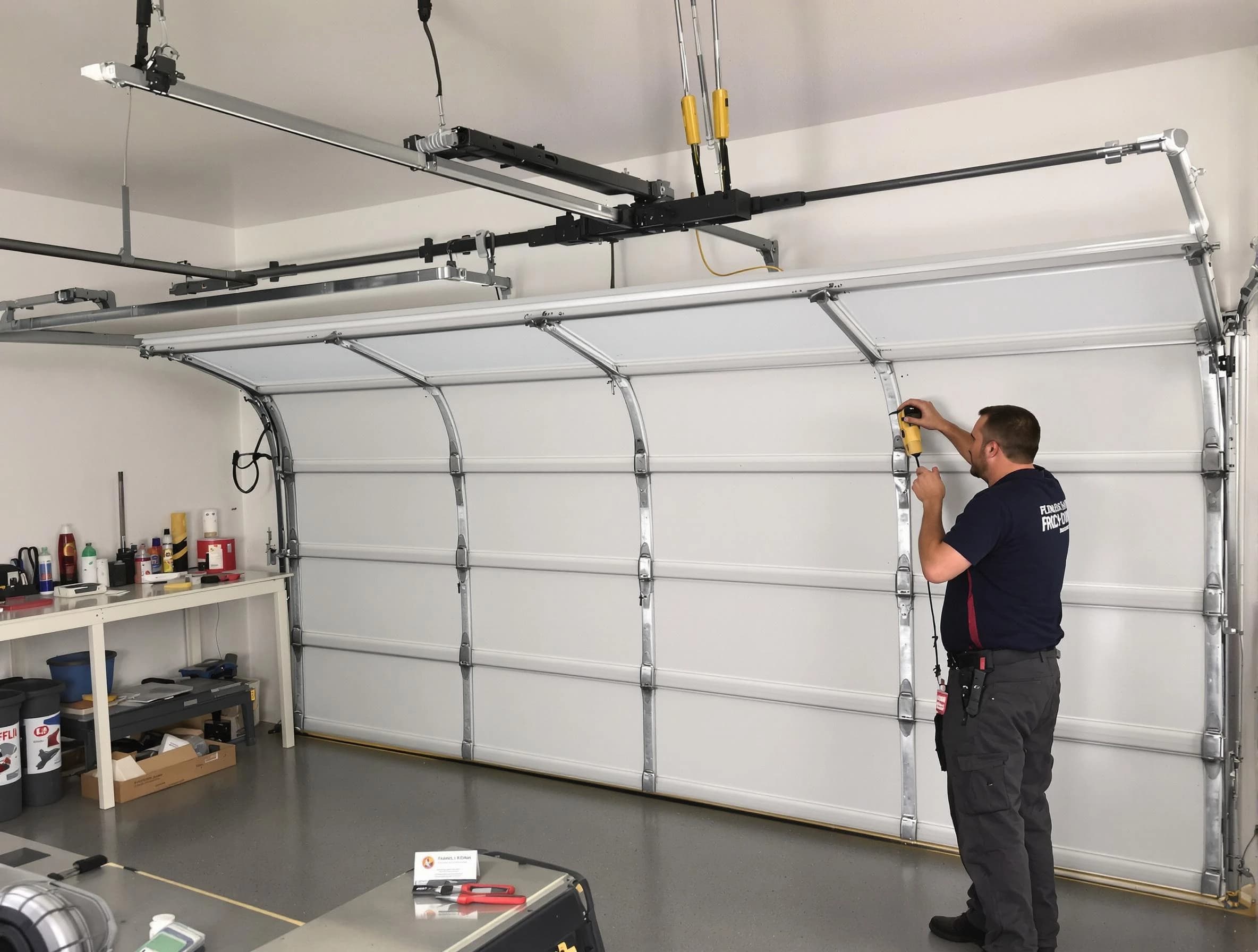 Hartsville Garage Door Repair certified technician performing overhead door system repair in Hartsville