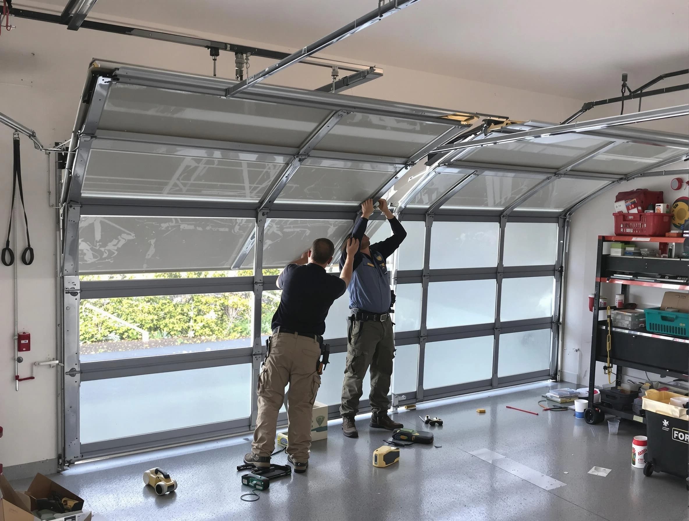 Hartsville Garage Door Repair expert performing precise panel replacement on Hartsville garage door