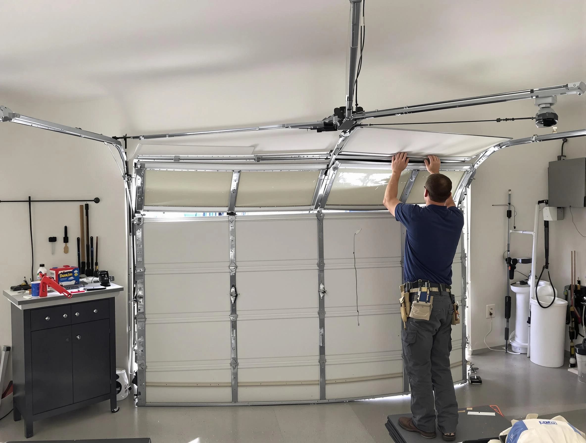 Hartsville Garage Door Repair specialist performing precise section replacement on Hartsville garage door