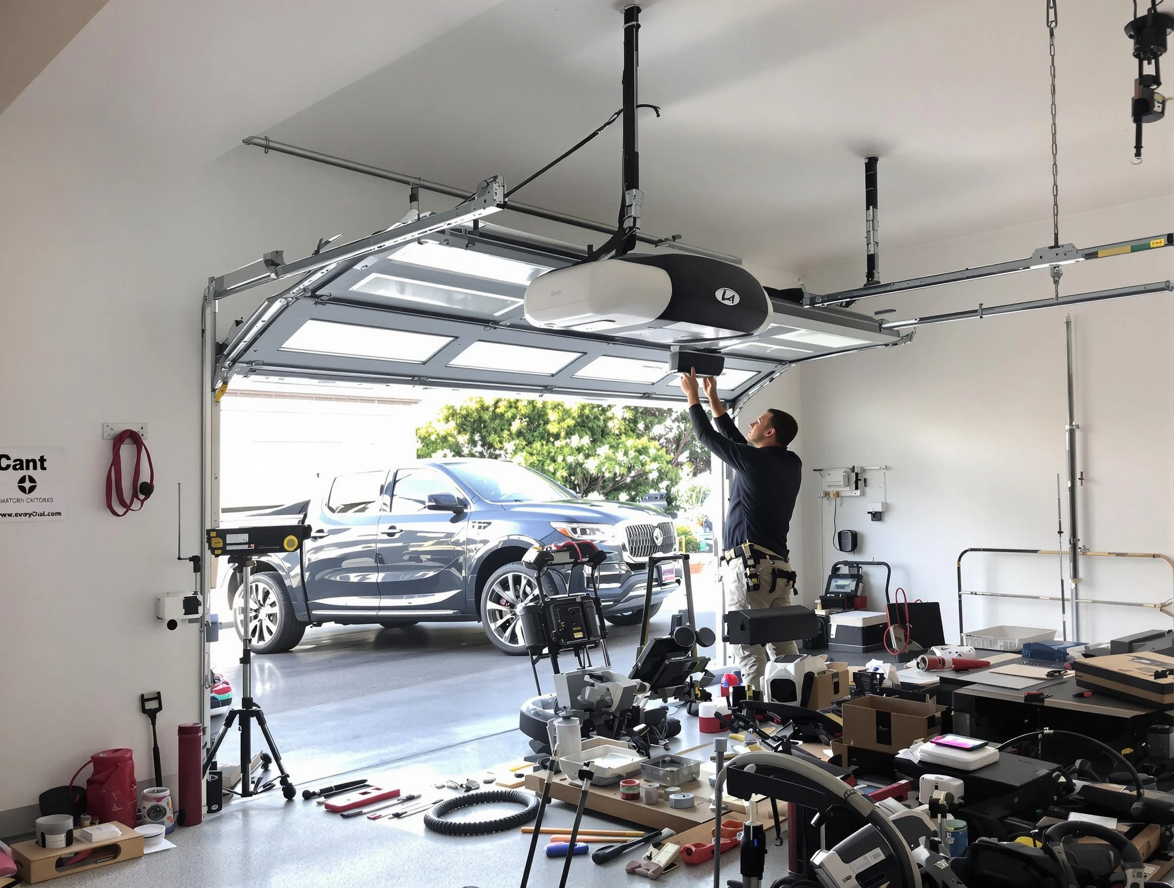 Hartsville Garage Door Repair specialist installing smart garage door opener system in Hartsville home