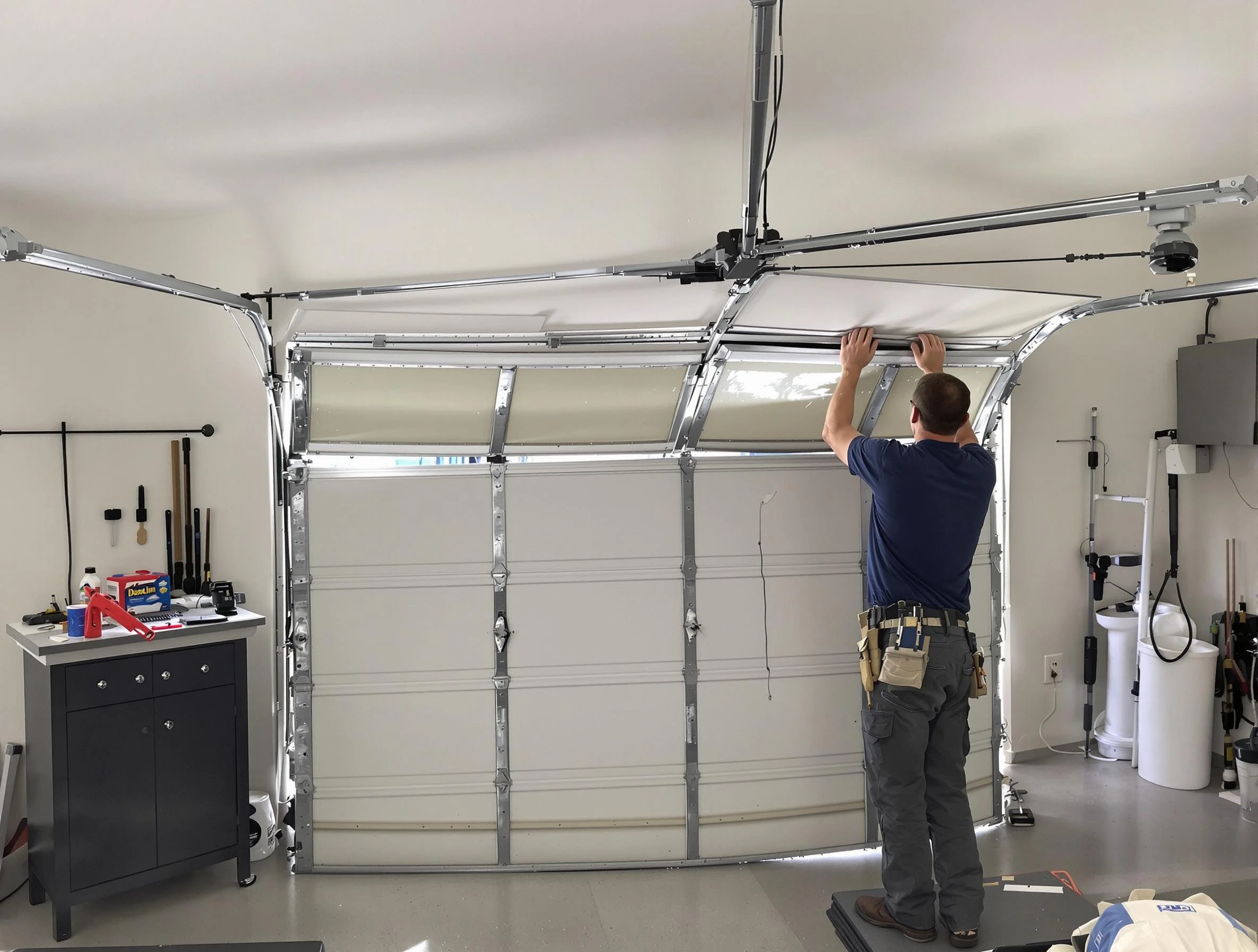 Hartsville Garage Door Repair specialist performing precise section replacement on Hartsville garage door
