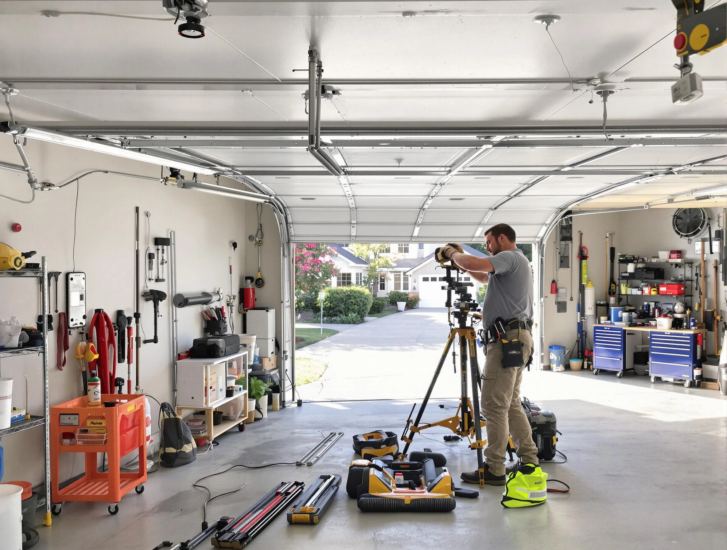 Hartsville Garage Door Repair specialist performing laser-guided track alignment in Hartsville